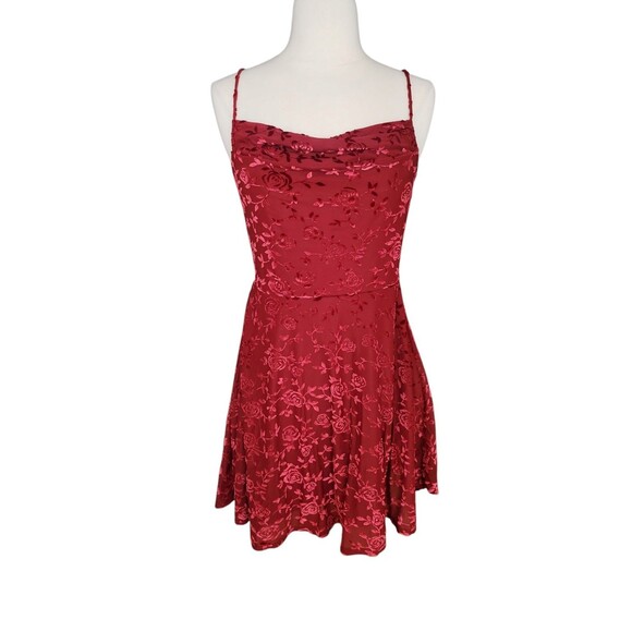 Rewind Fairy Y2K Mini Dress Womens Medium Velvet Burnout Whimsigoth Drape Front - Picture 1 of 9